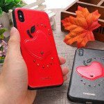 Wholesale iPhone X (Ten) Apple Design Studs Armor PU Leather Case (Red)